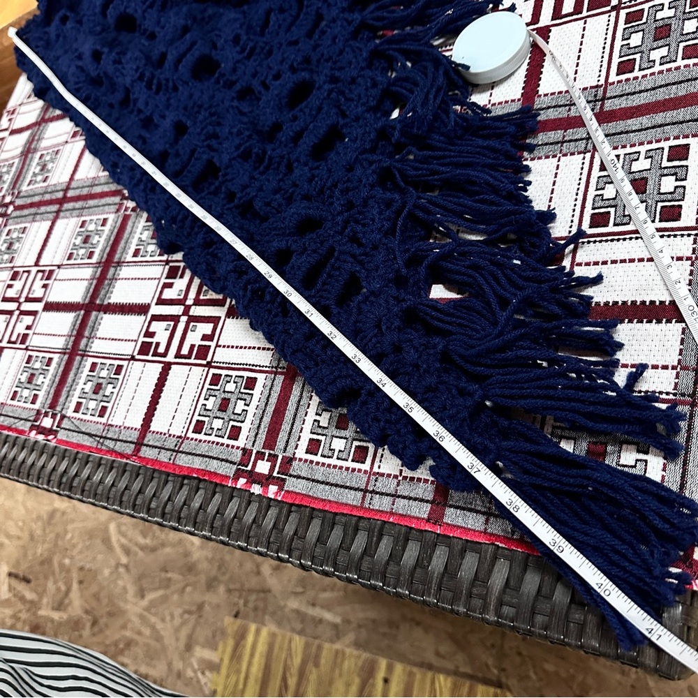 Handmade Skull Crochet Shawl Navy Blue - Picture 7 of 7